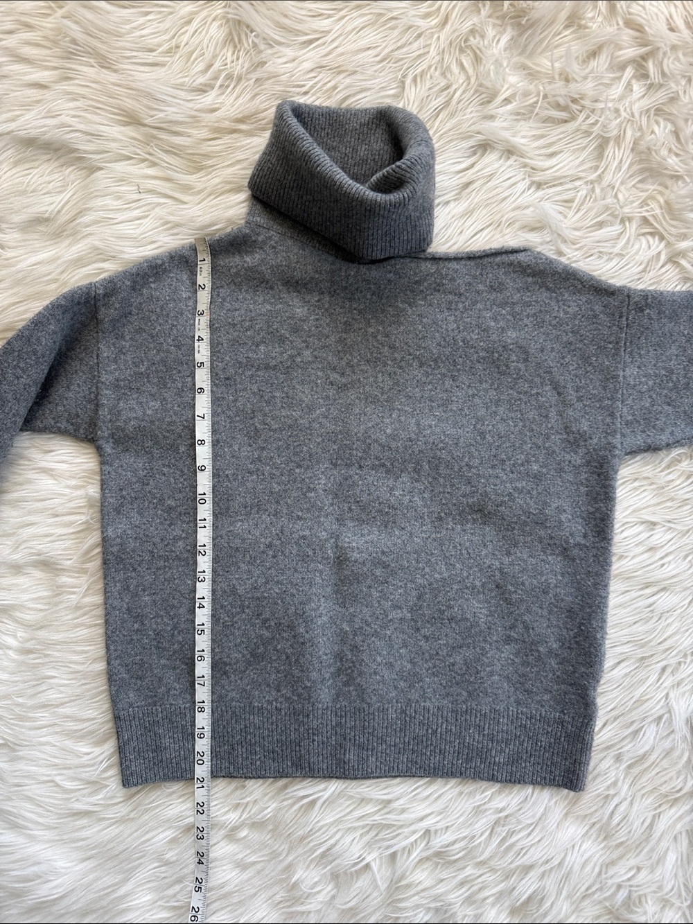 PAIGE Raundi Wool Blend Cutout Shoulder Turtleneck Heather Gray Sweater - Picture 6 of 10